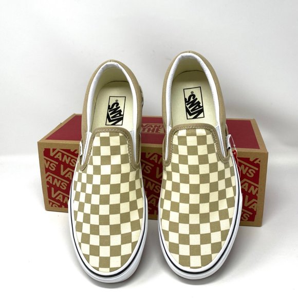 Vans Classic Slip On Check Beige Canvas Casual Sneakers Men's Sizes VN0A33TB43A - Picture 3 of 11